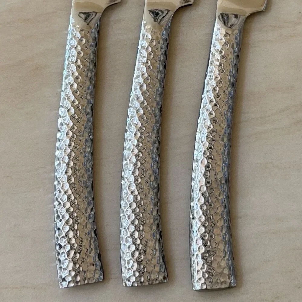3pc Pier 1 Imports Hammered Dinner Knives 9” Stainless